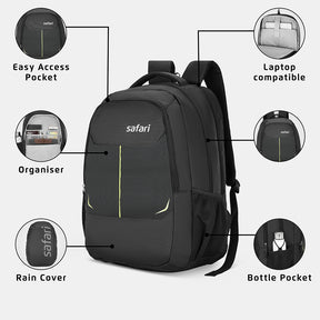Delta Plus Laptop and Raincover School backpack - Black