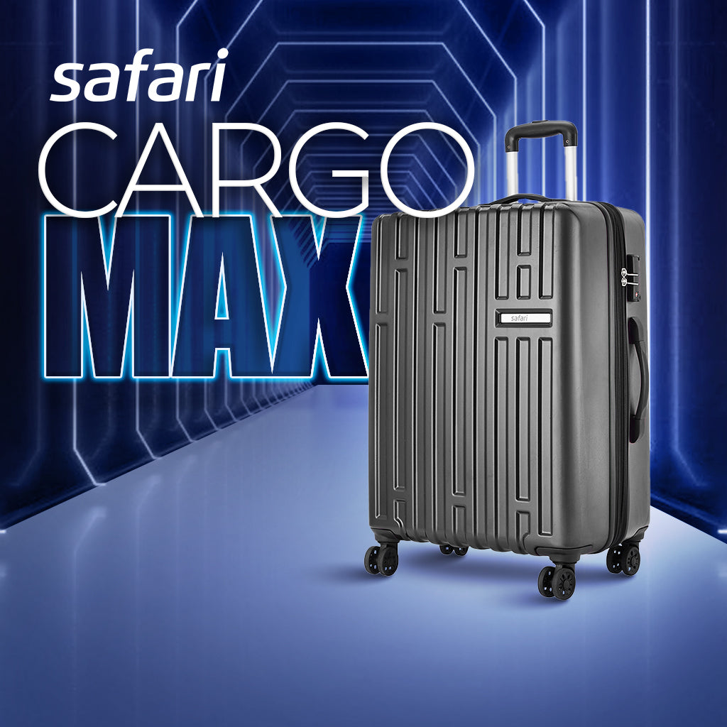 Safari Cargo Max Gun Metal Trolley Bag with Dual Wheels & Anti Theft Zipper