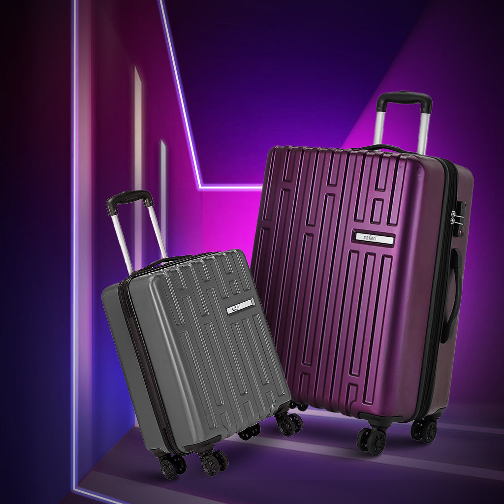 Safari Cargo Max Set of 2 Magenta purple Trolley Bags with Dual Wheels & Anti Theft Zipper