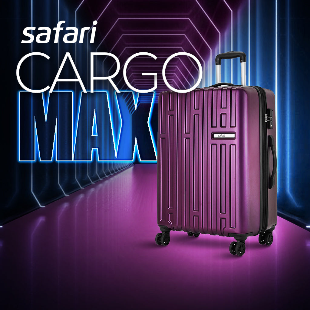 Safari Cargo Max Set of 3 Magenta Purple Expandable Trolley Bags with Dual Wheels & Anti Theft Zipper