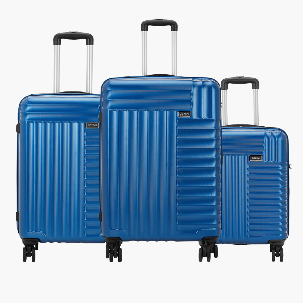 Safari Crypto TSA Lock Set of Small Medium Large Size Cabin and Checkin  Trolley Luggage Suitcases for Travel 4 Wheel Midnight Blue Color 55Cm  65Cm  77Cm  Amazonin Fashion