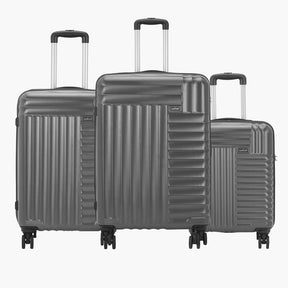 Apex Hard Luggage Combo with Dual Wheels and USB Port (Small, Medium and Large) - Gun Metal