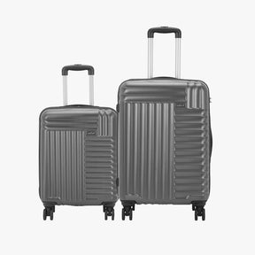 Apex Hard Luggage Combo with Dual Wheels and USB Port (Small and Medium) - Gun Metal