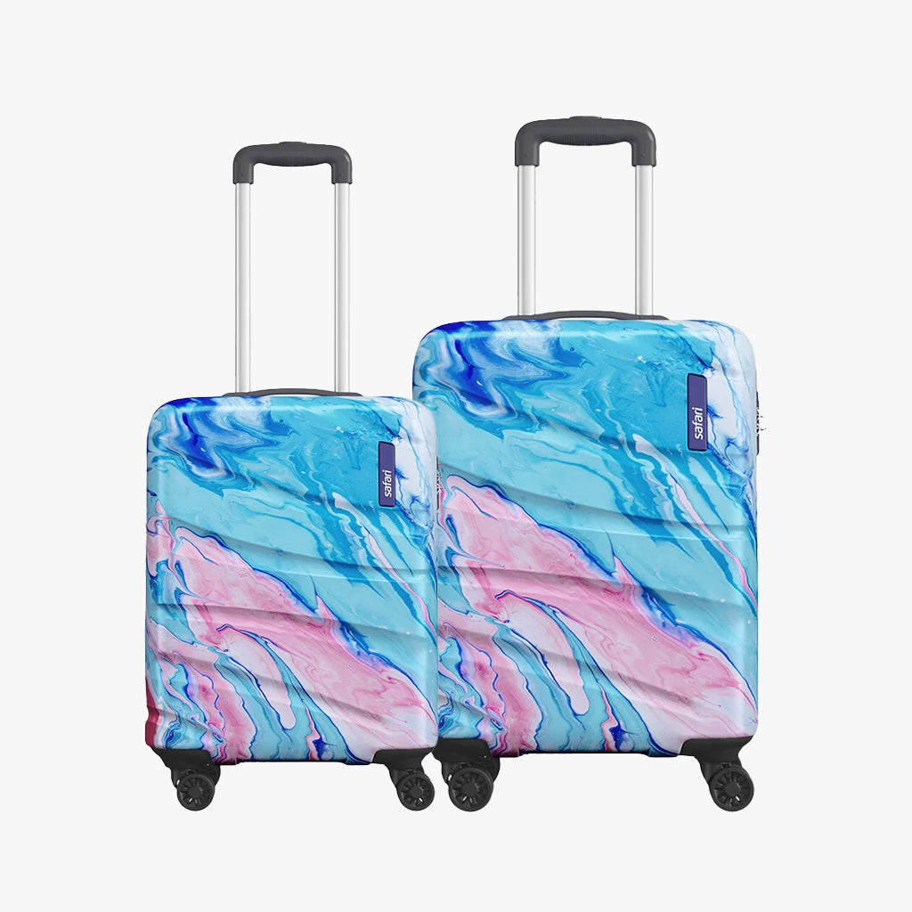 Safari Hue Set of 2 Printed Trolley Bags with Dual Wheels