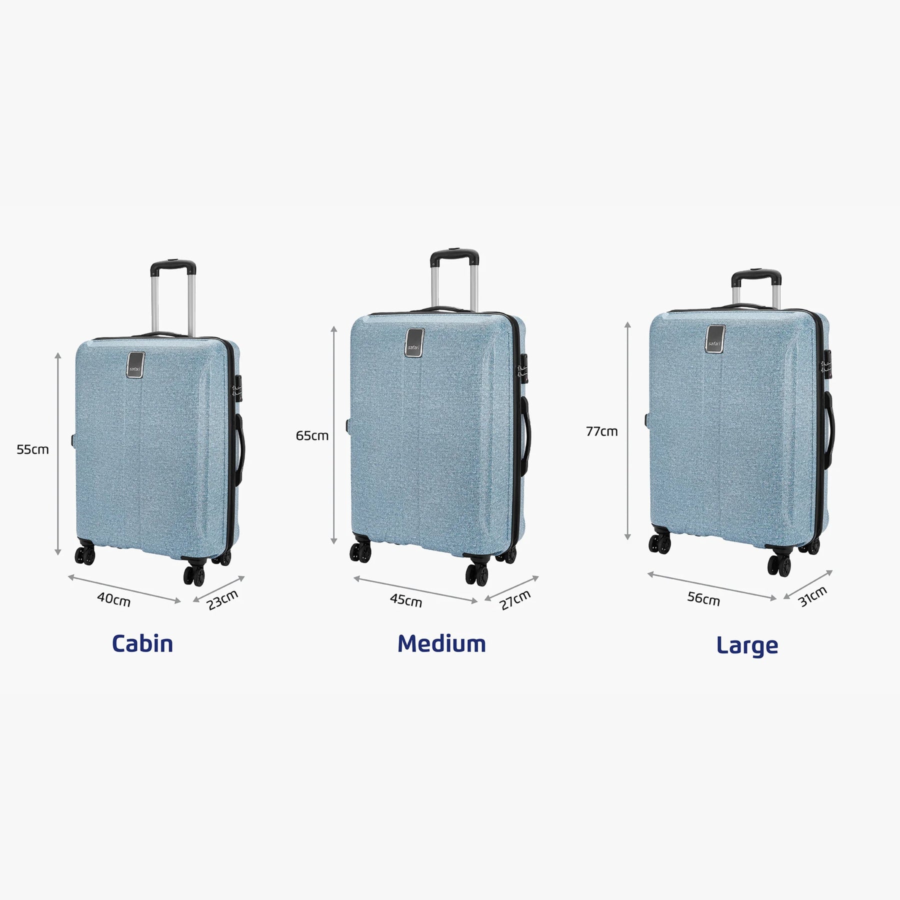 Safari Denim Pro Blue Trolley Bag with Dual Wheels