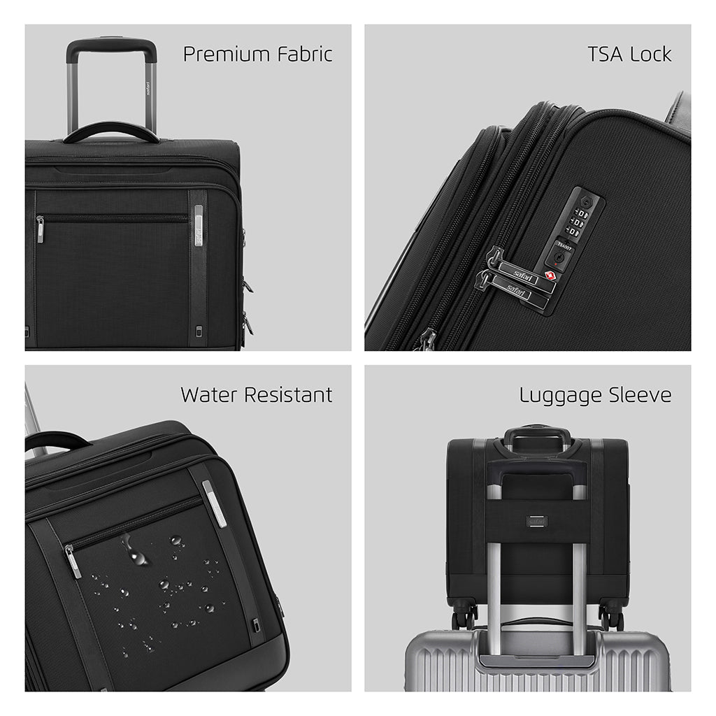 Safari Falcon Black Overnighter Laptop Trolley Bag with TSA Lock and Detailed Interior.