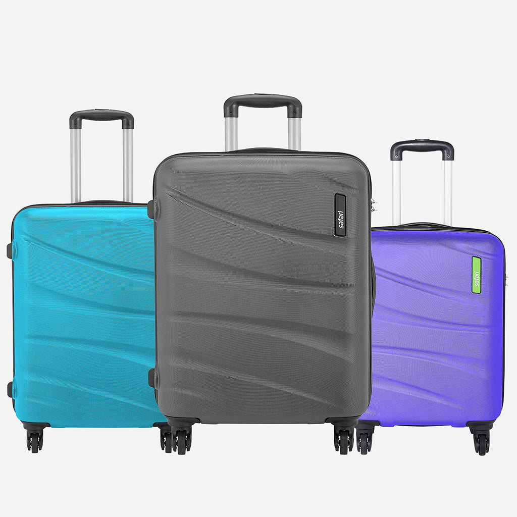 Flo Secure Hard luggage with Anti-Theft Zipper and Detailed Interiors - Combo
