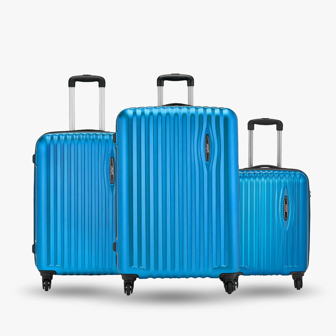 Buy Safari Anti Theft Trolley Bag Set, Small and Medium Size Blue Suitcase,  8 Wheel Softside Polyester Luggage Bags for Travel, 59 cm and 71 cm Cabin Luggage  Trolley for Men and