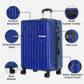 Cargo Neo Hard Luggage with TSA lock and Dual Wheels - Metallic Blue