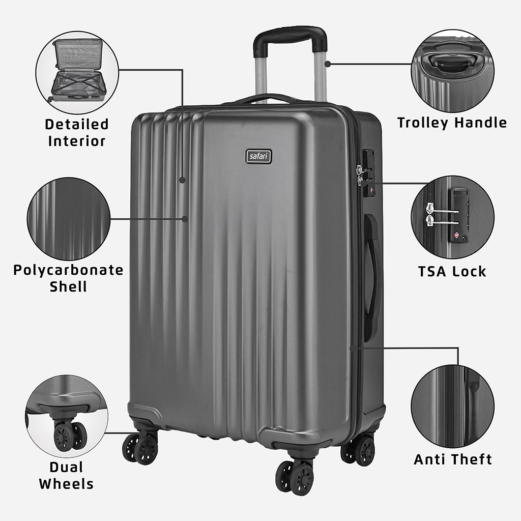 Black Polycarbonate Safari Trolley Bags for Travel, 55 cm Cabin Suitcase,  Number Of Wheel: 4, Size: 55cms at Rs 2800/piece in Mumbai