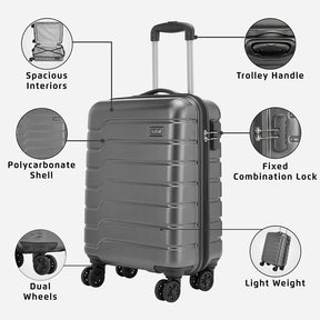 Safari Ozone Gun Metal Trolley Bag with Dual Wheels
