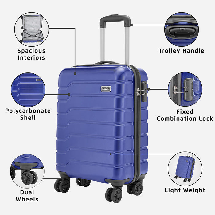Safari Ozone Metallic Blue Trolley Bag with Dual Wheels