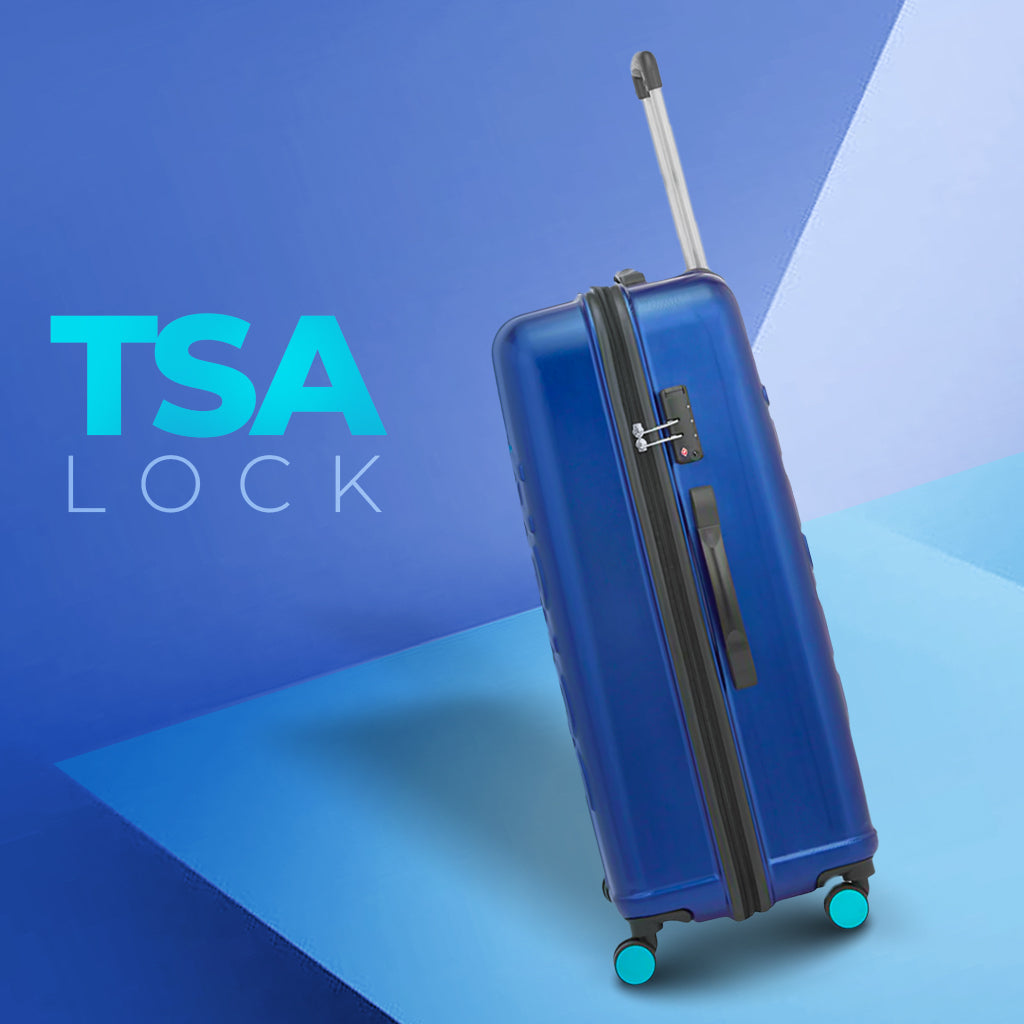 Ignite Anti Theft Hard luggage with TSA lock and Dual Wheels - Blue