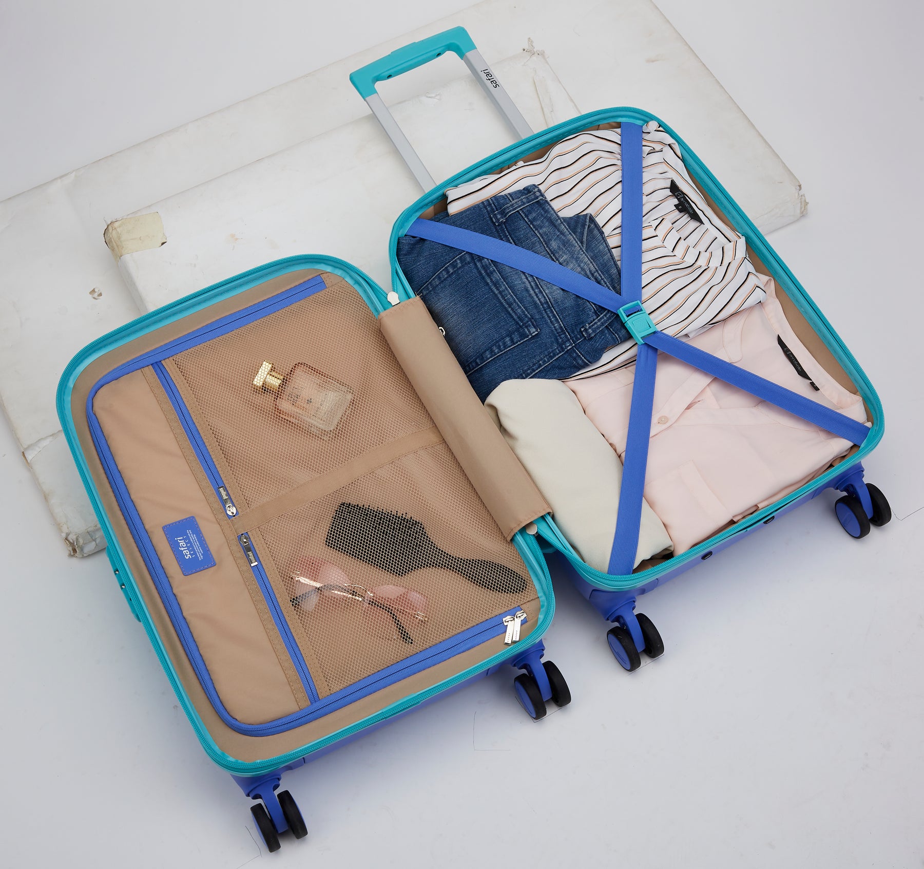 Safari Haze Splash Trolley Bag with TSA Lock, Dual wheels, Side Hooks and Anti-theft Zipper