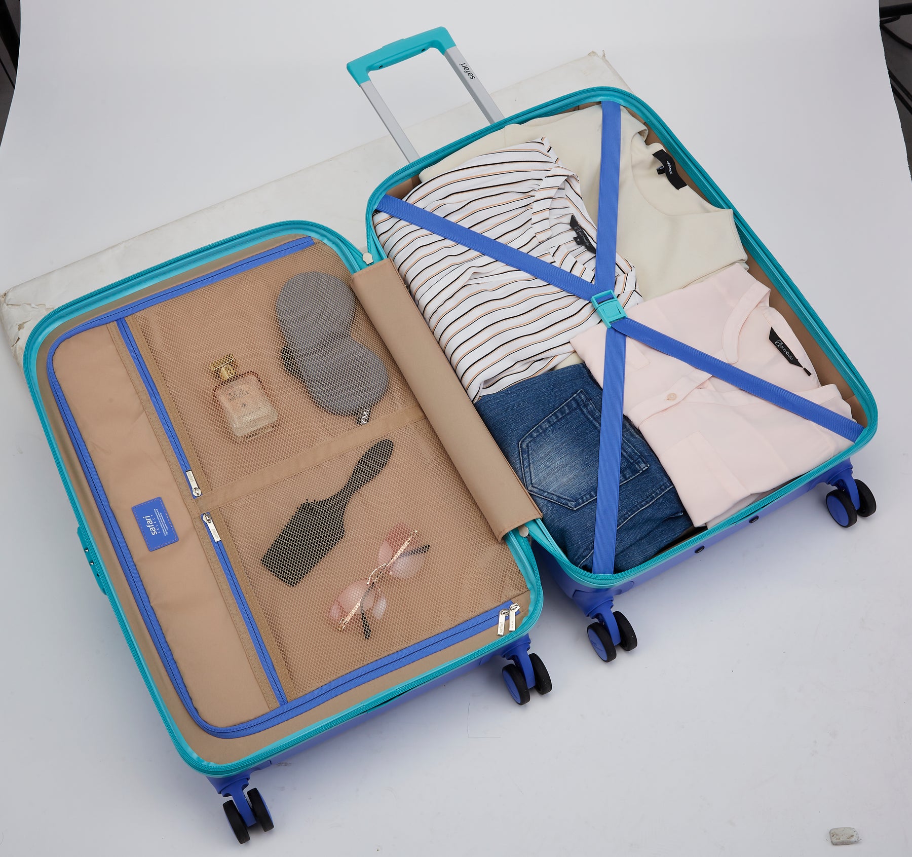 Safari Haze Splash Trolley Bag with TSA Lock, Dual wheels, Side Hooks and Anti-theft Zipper