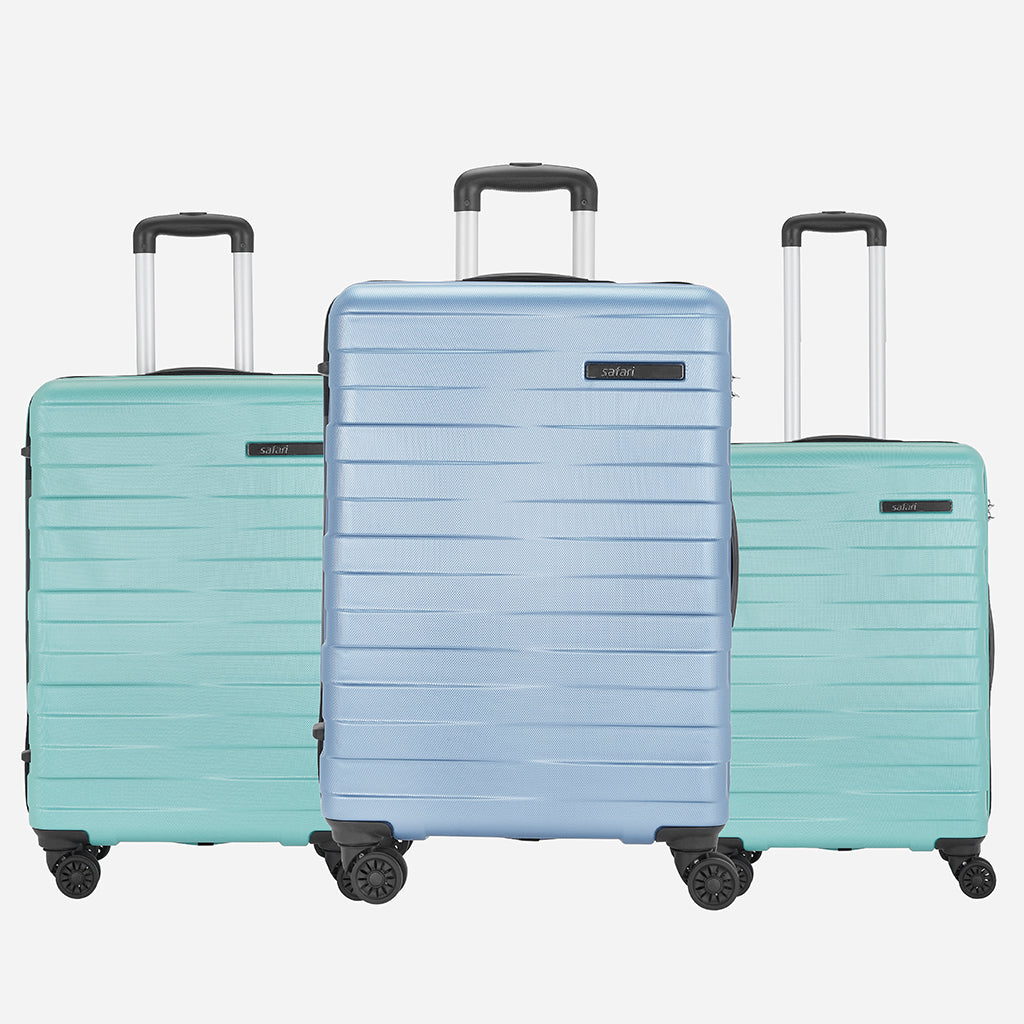 Safari Mint Set of 3 Spearmint Trolley Bags with Dual Wheels