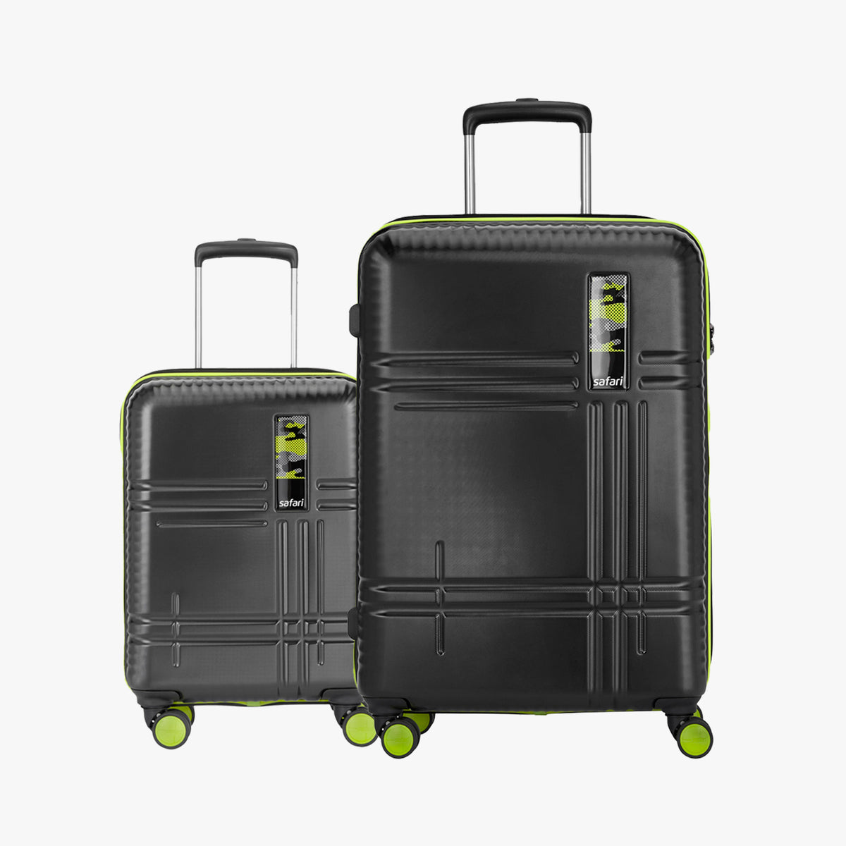 Safari Zany Set of 2 Black Trolley Bags with 360° Wheels
