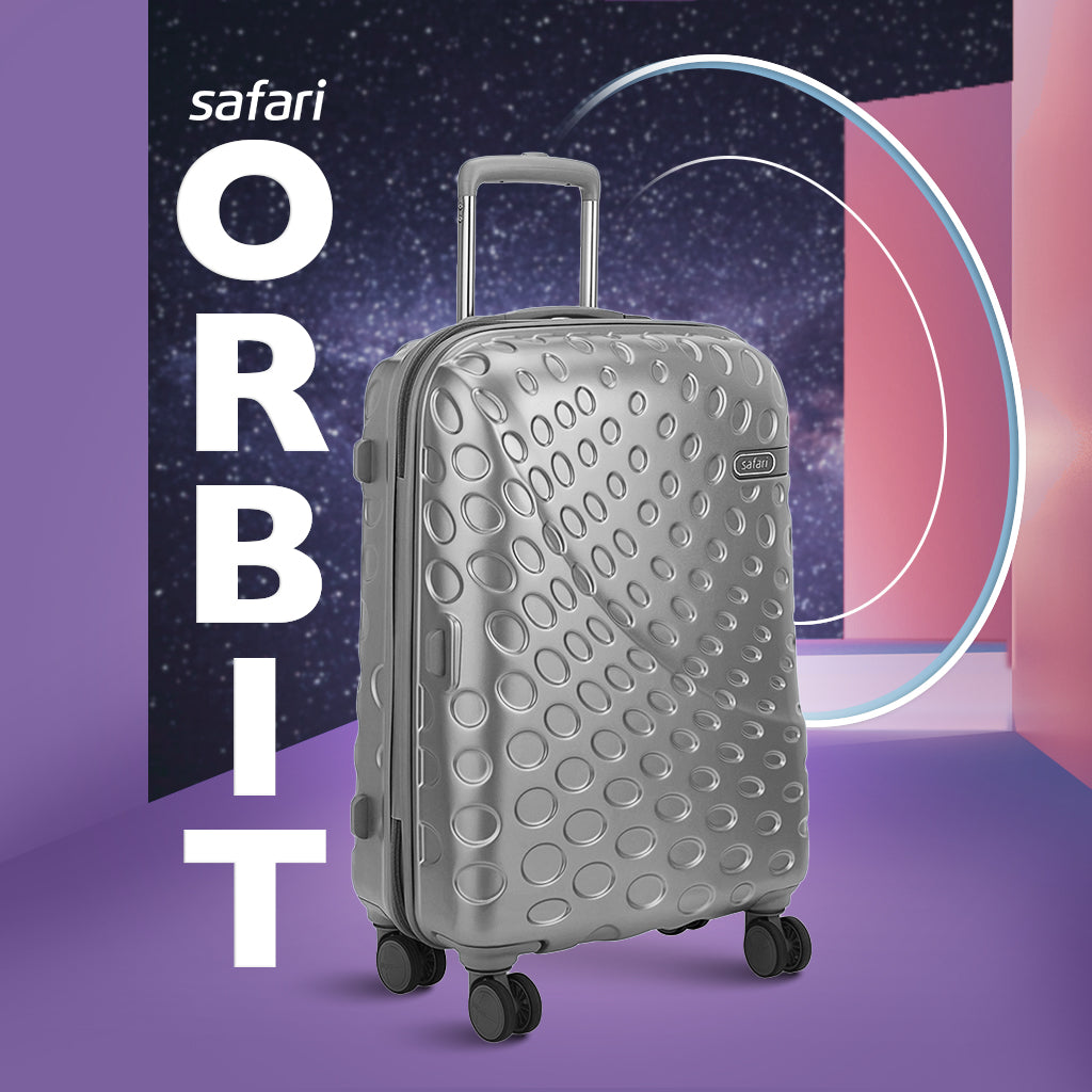 Orbit Hard Luggage with Premium Interior, Wet Pouch, Anti Theft Zipper, TSA lock and Dual Wheels - Silver