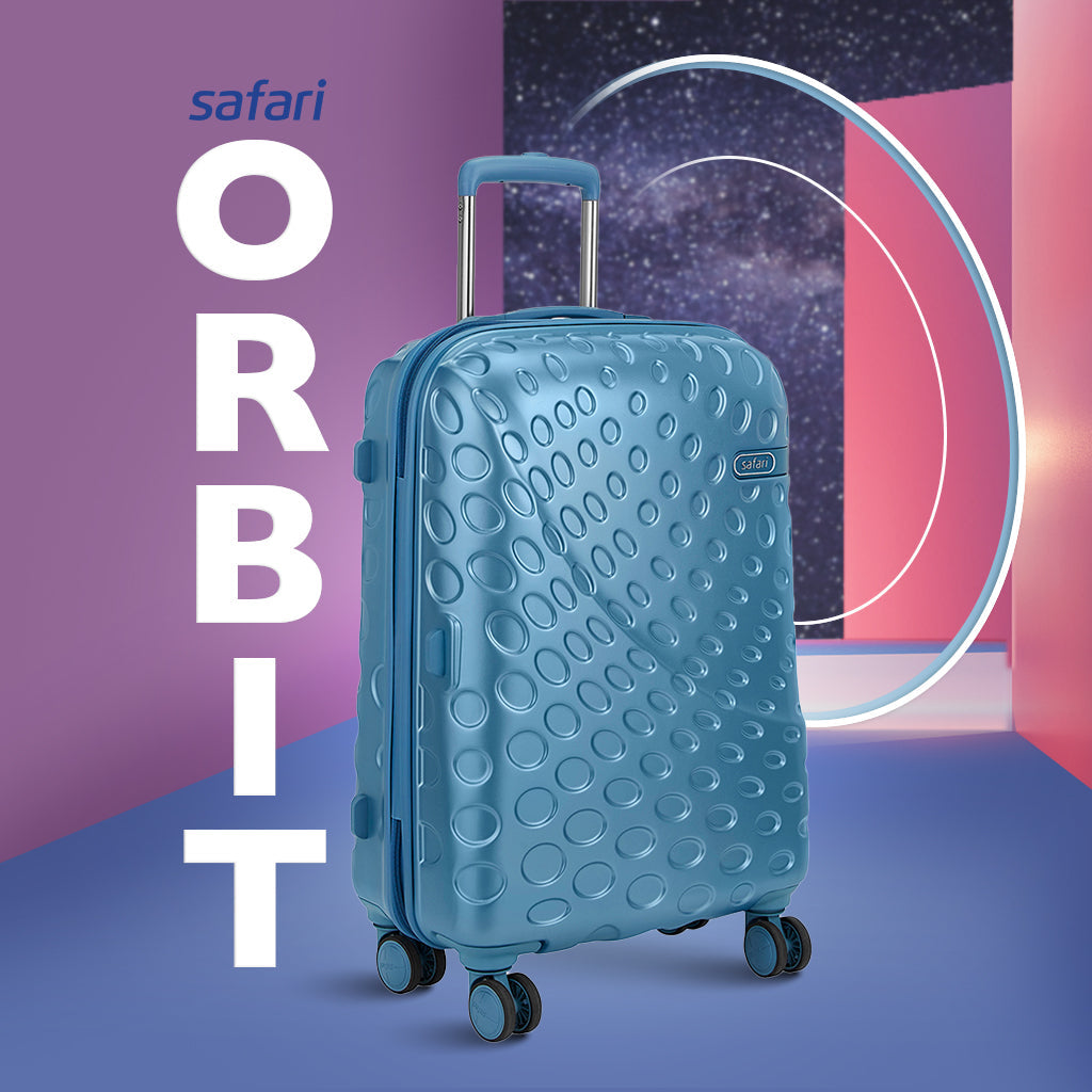 Safari Orbit Set of 3 Pearl Blue Trolley Bags with Premium Interior, Wet Pouch & Anti Theft Zipper