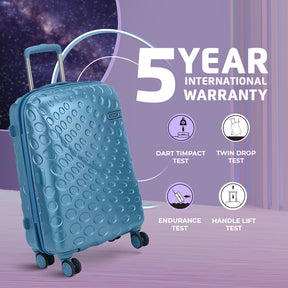 Orbit Hard Luggage with Premium Interior, Wet Pouch, Anti Theft Zipper, TSA lock and Dual Wheels - Pearl Blue