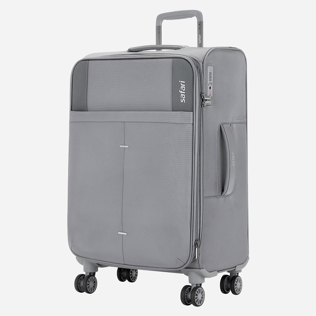Airpro 40% Lighter Soft Luggage with TSA Lock, Dual Wheels, Detailed interiors and Expander Combo (Small and Medium) - Grey