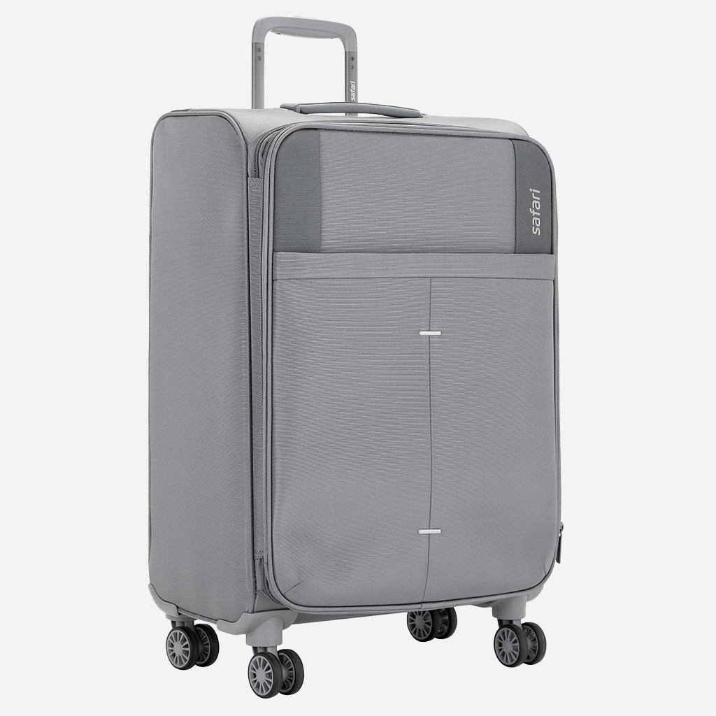 Safari Airpro 40% Lighter Grey Trolley Bag with Dual Wheels, Detailed interiors and Expander