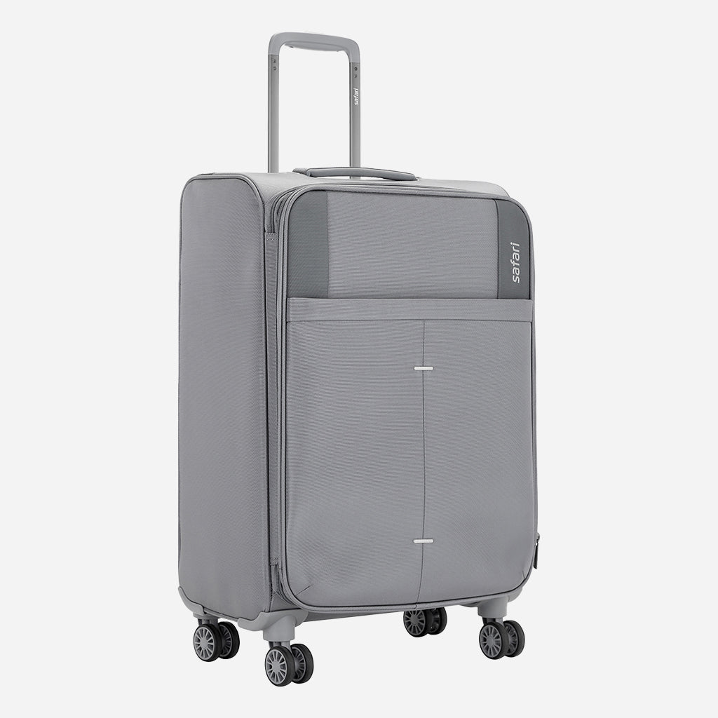 Safari Airpro 40% Lighter Grey Trolley Bag with Dual Wheels, Detailed interiors and Expander