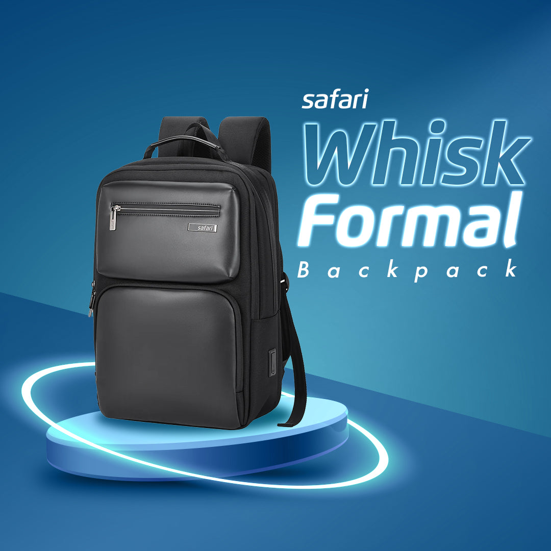 Whisk Formal Backpack with Laptop Sleeve and USB Charging port- Black