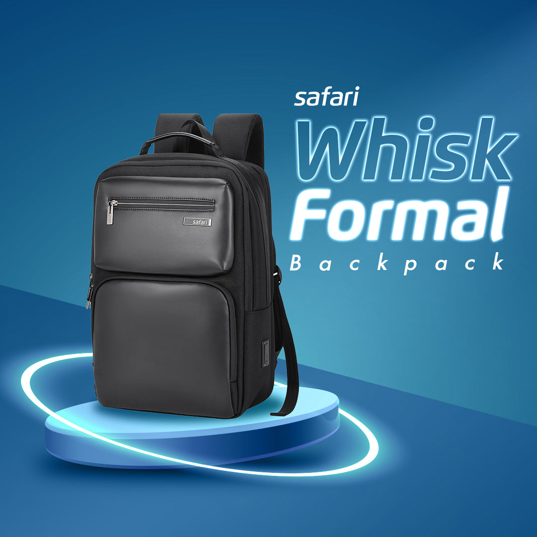 Safari Whisk 16L Black Formal Backpack with Laptop Sleeve and USB Charging port