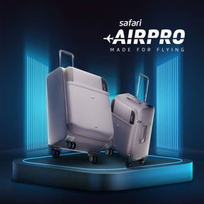 Airpro 40% Lighter Soft Luggage with TSA Lock, Dual Wheels, Detailed interiors and Expander Combo (Small and Medium) - Grey