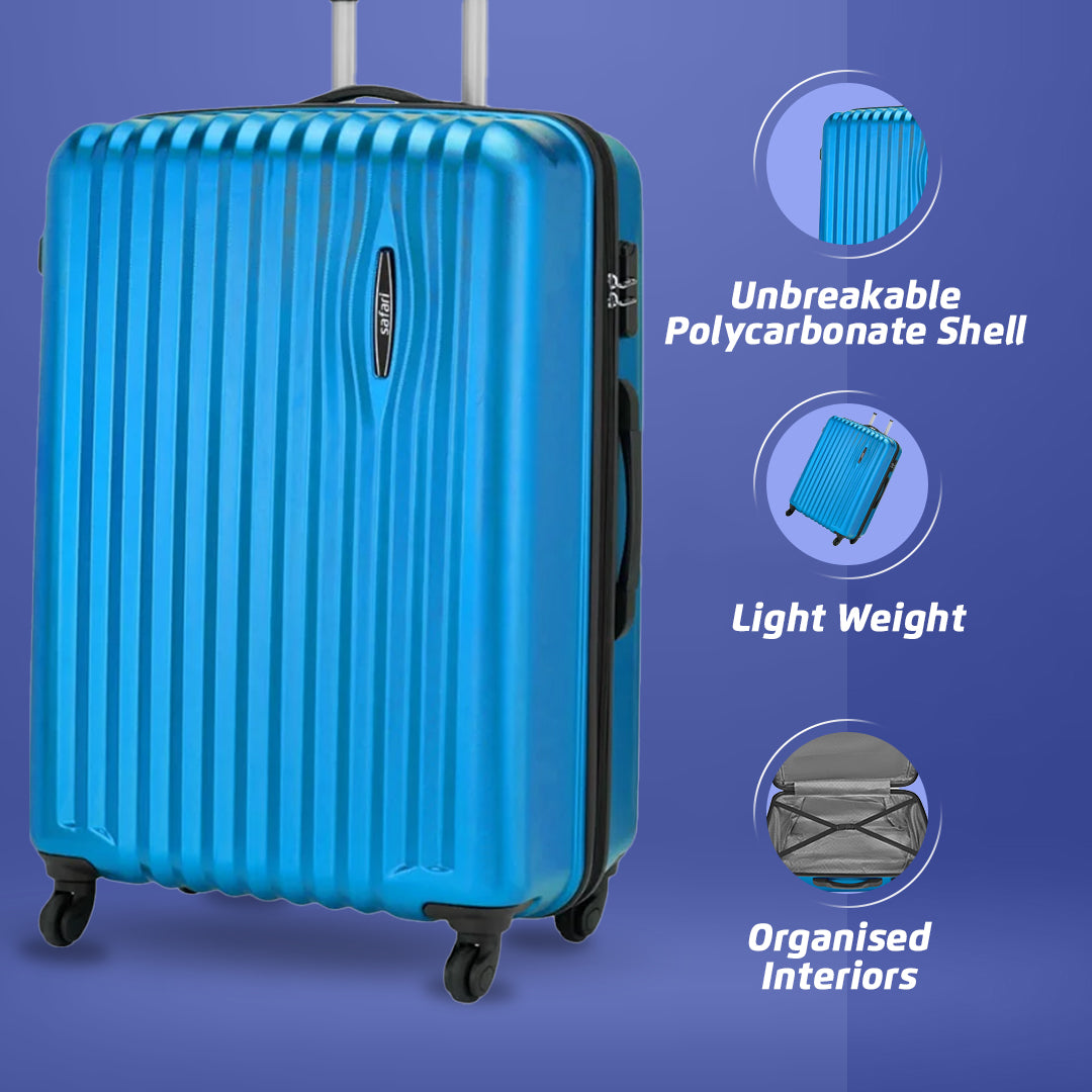 Glimpse Scratch Resistant Hard Luggage Combo Set (Small, Medium and Large) - Electric Teal