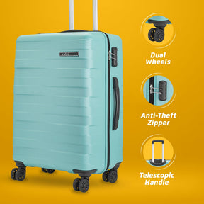 Mint Hard Luggage with Anti Theft Zipper and Dual Wheels - Spearmint