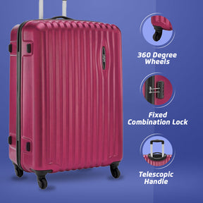 Glimpse Scratch Resistant Hard Luggage Combo Set (Small, Medium and Large) - Wine Red