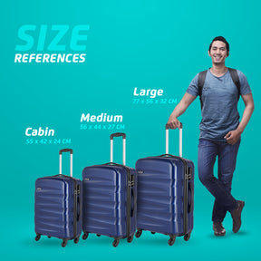 Ngage Hard Luggage Combo Set (Cabin, Medium, Large) - Midnight Blue