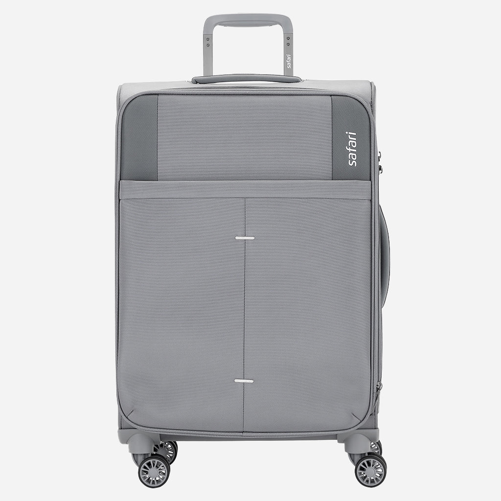 Safari Airpro 40% Lighter Grey Trolley Bag with Dual Wheels, Detailed interiors and Expander