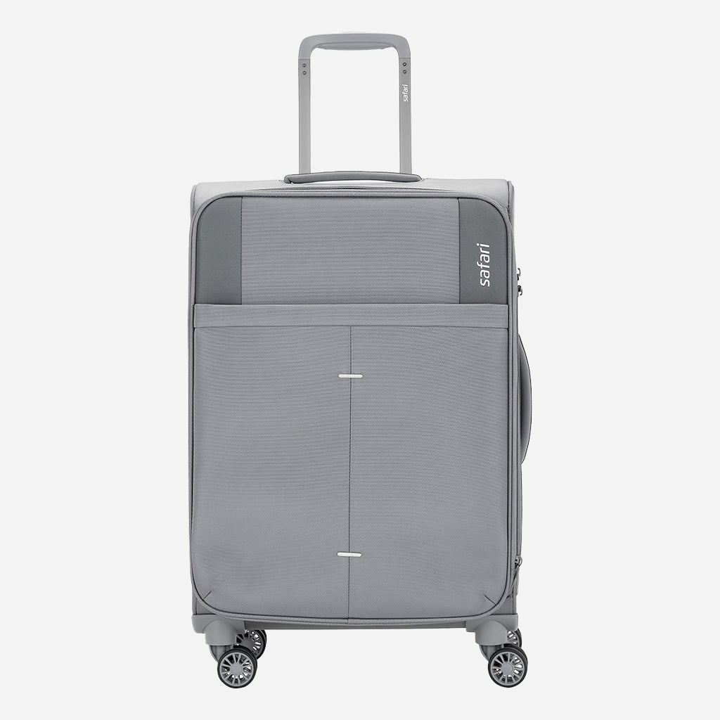 Safari Airpro 40% Lighter Grey Trolley Bag with Dual Wheels, Detailed interiors and Expander