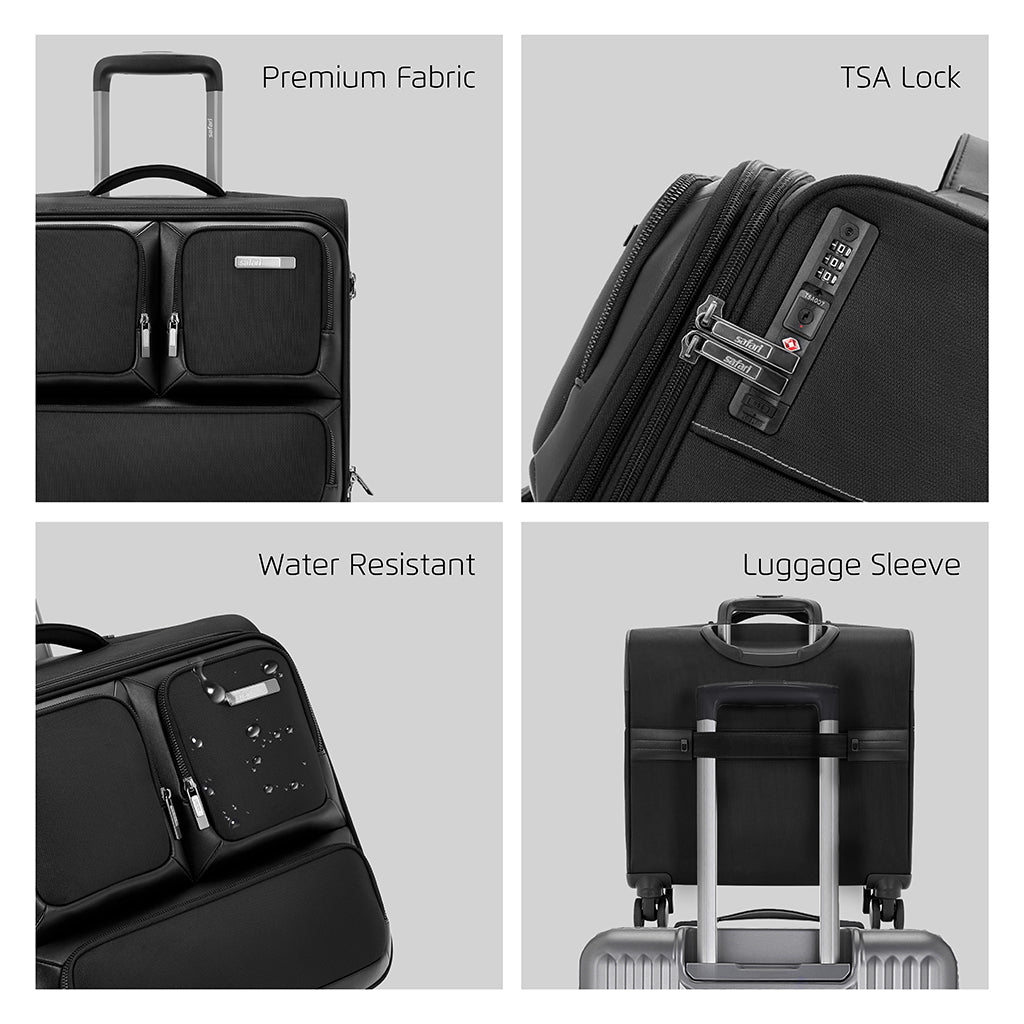 Safari Pheonix Black Overnighter Laptop Trolley Bag with TSA Lock and Detailed Interior.