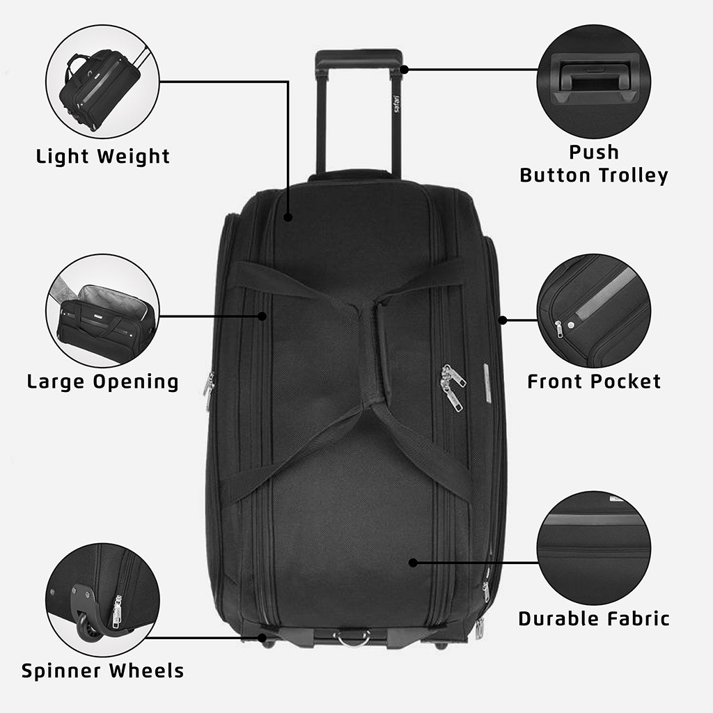 Safari Power Black Rolling Duffle Bag With Wheels