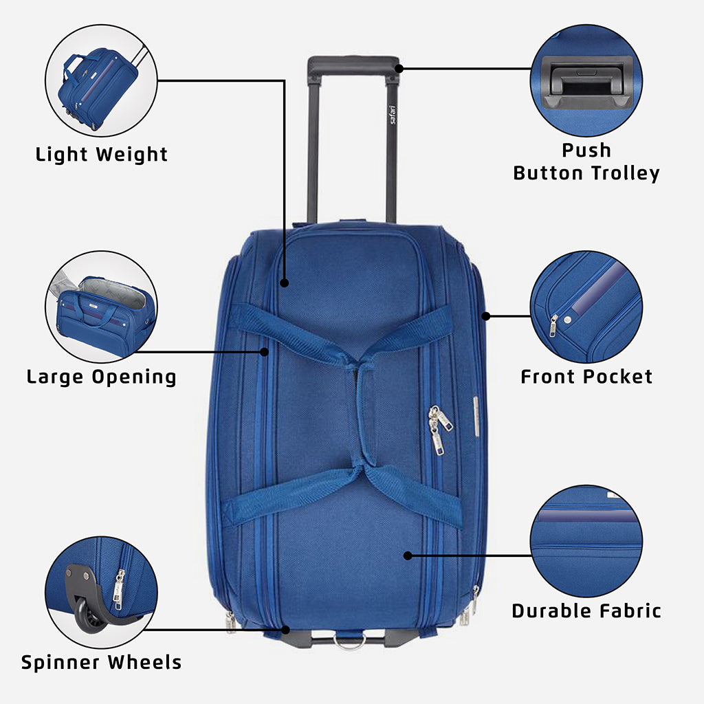 Buy RIDA Duffel Travel Bags Trolley Bags Luggage Bags 2 Wheels Polyester 50  litres Travelling Duffel Bag with Waterproof Trolley Travel Bags with  Roller Wheels 50 Liter (Blue) at Amazon.in
