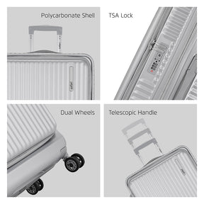 Safari Select Recoil Silver Cabin Size Trolley Bag with Laptop Compartment, TSA Lock, Dual wheels and Anti-Theft Zipper