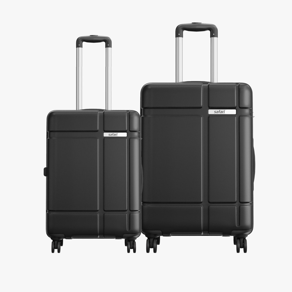 Safari Route Set of 2 Black Trolley Bags with 360° Wheels
