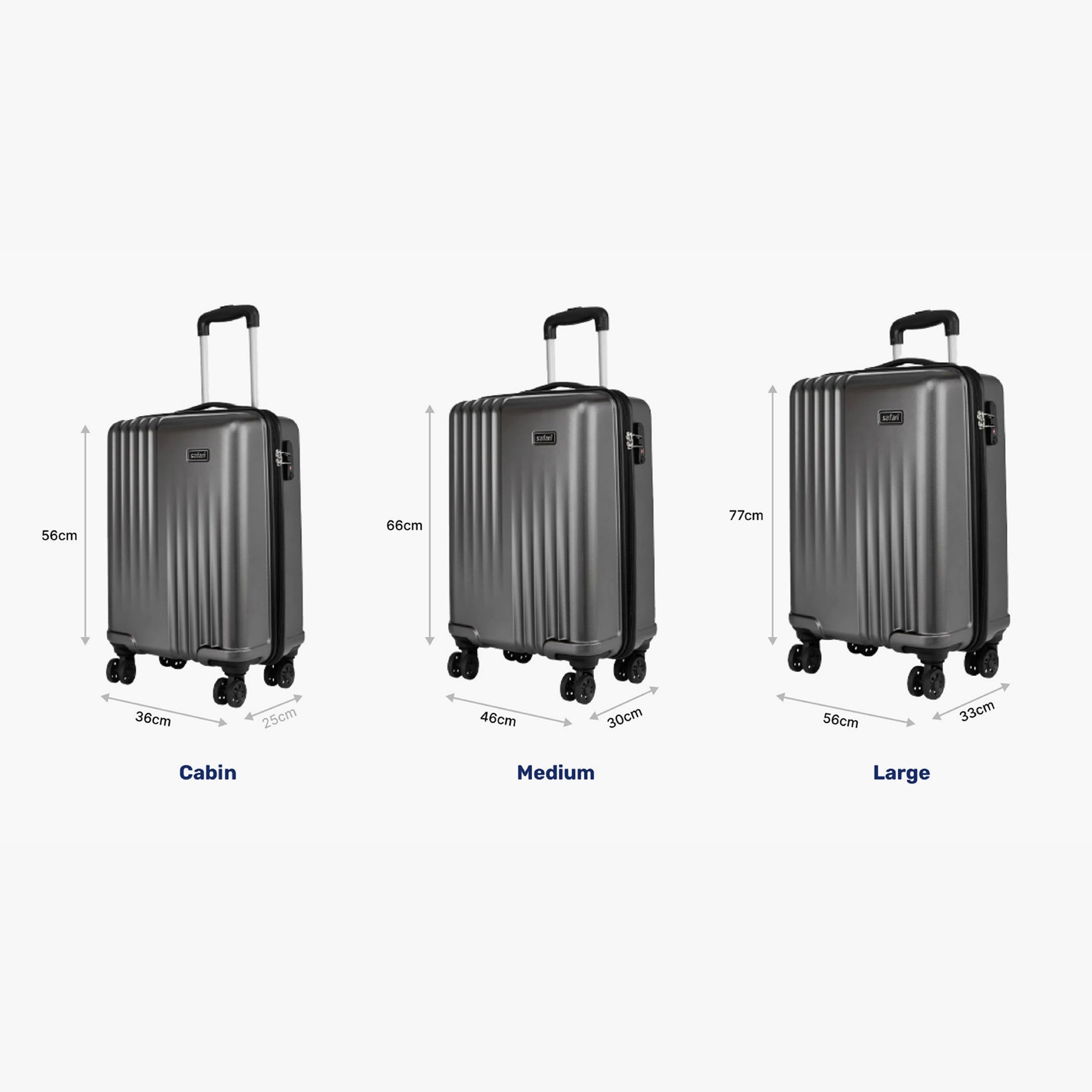 Ryder Hard Luggage With TSA Lock and Dual Wheels - Combo ( Small, Medium and Large)