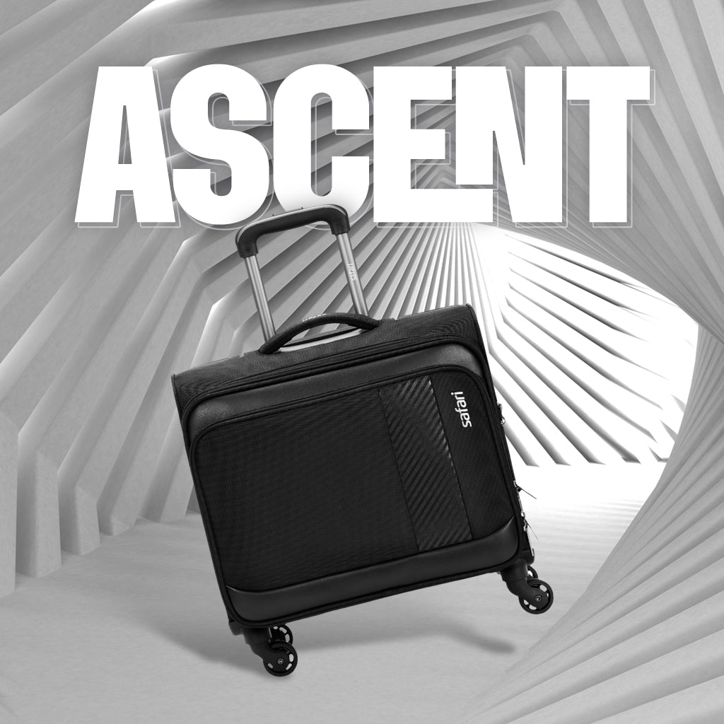 Safari Ascent Black Overnighter Laptop Trolley Bag with TSA Lock and Laptop Compartment