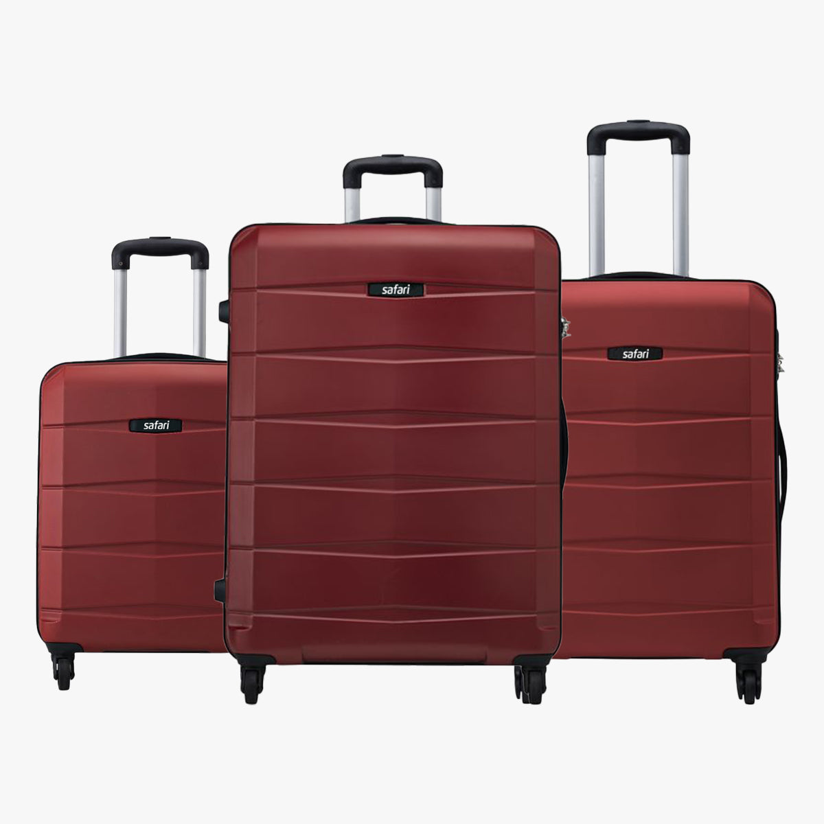 Safari Regloss Antiscratch Set of 3 Red Trolley Bags with 360° Wheels