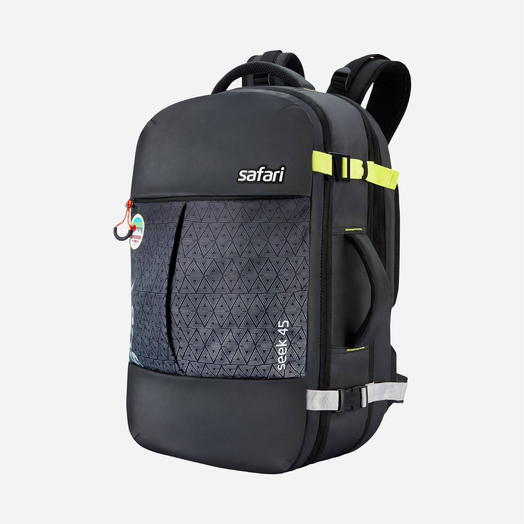 Safari Seek 45L Black Backpack and Curve Neck Pillow Set