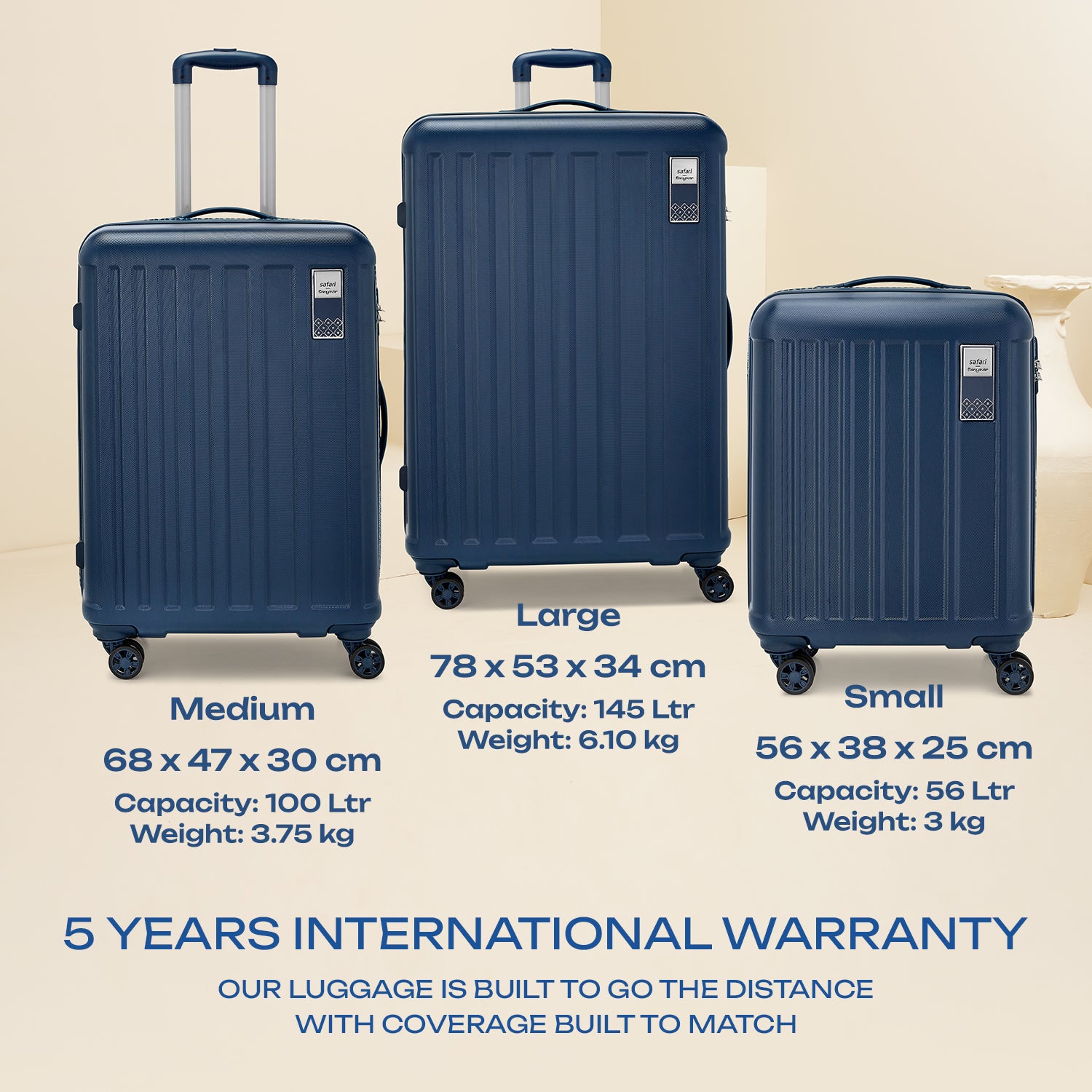 Safari x Manyavar Eterna Wedding Trolley Bag with Dual Wheels and TSA lock - Graphite Blue