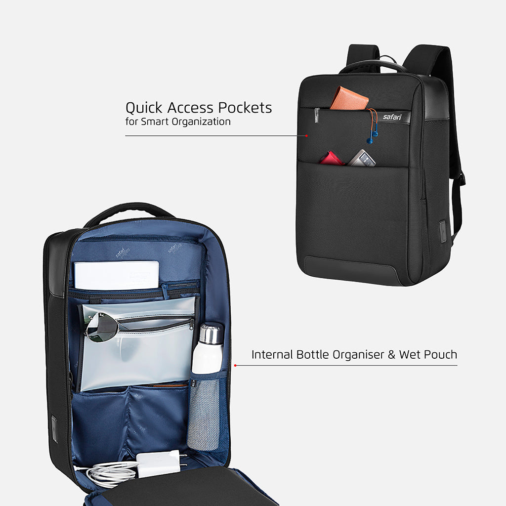 Safari Select Supreme 16L Black Formal Backpack with Laptop Sleeve