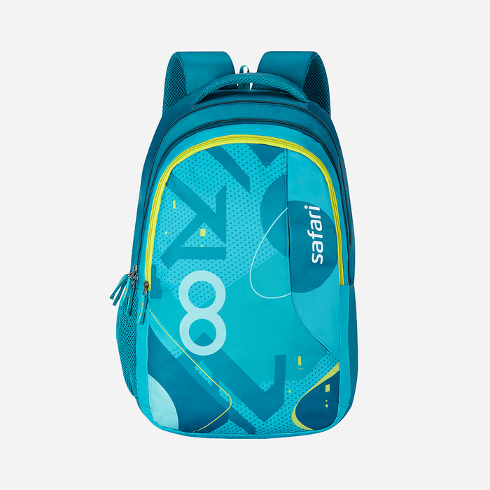 Safari Trio 13 37L Aqua School Backpack with Padded Back & Easy Access Pockets