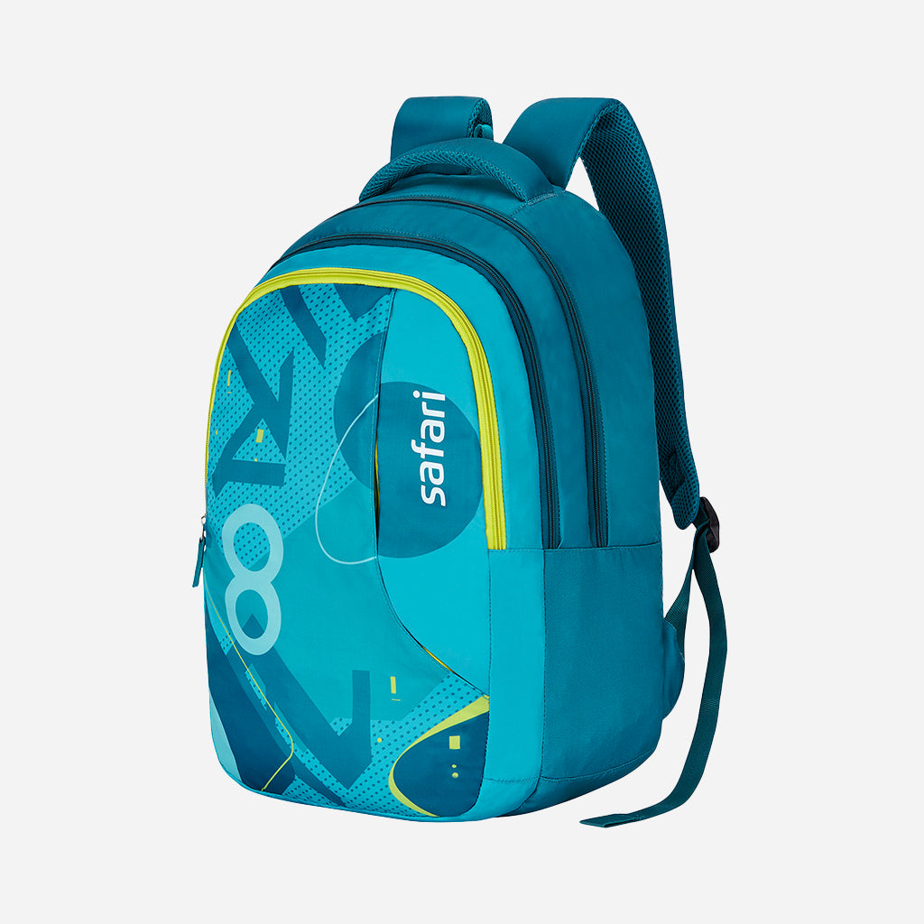 Safari Trio 13 37L Aqua School Backpack with Padded Back & Easy Access Pockets