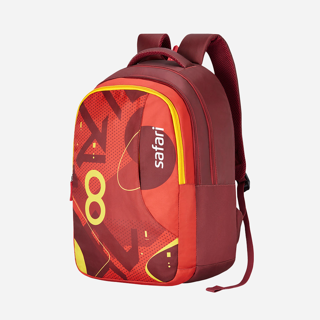Safari Trio 13 37L Red School Backpack with Padded Back & Easy Access Pockets